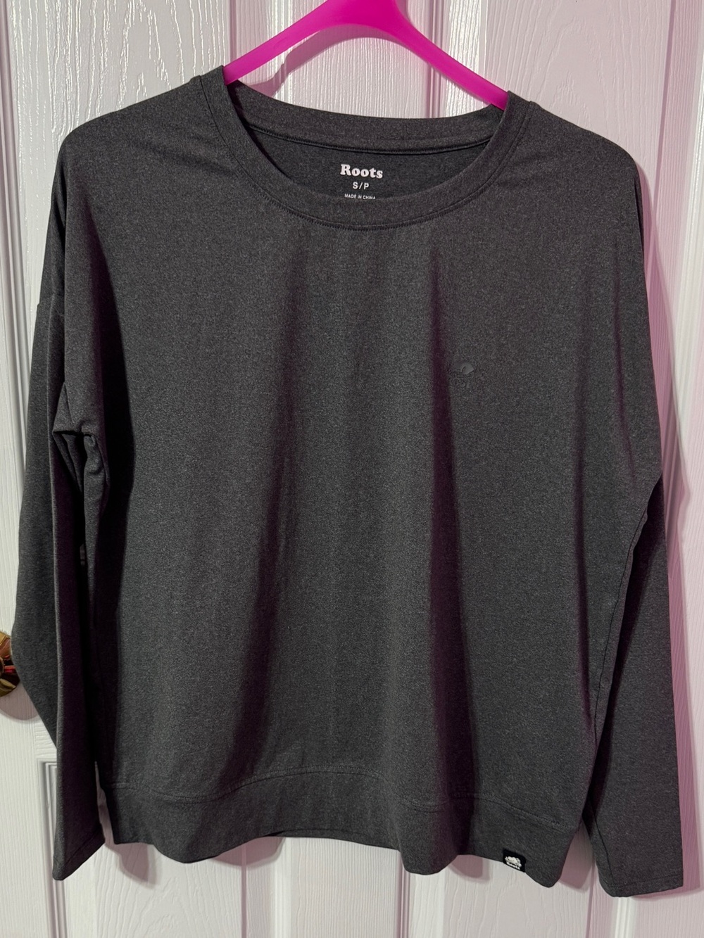 Roots Men’s Long-Sleeve Crewneck Top - Charcoal